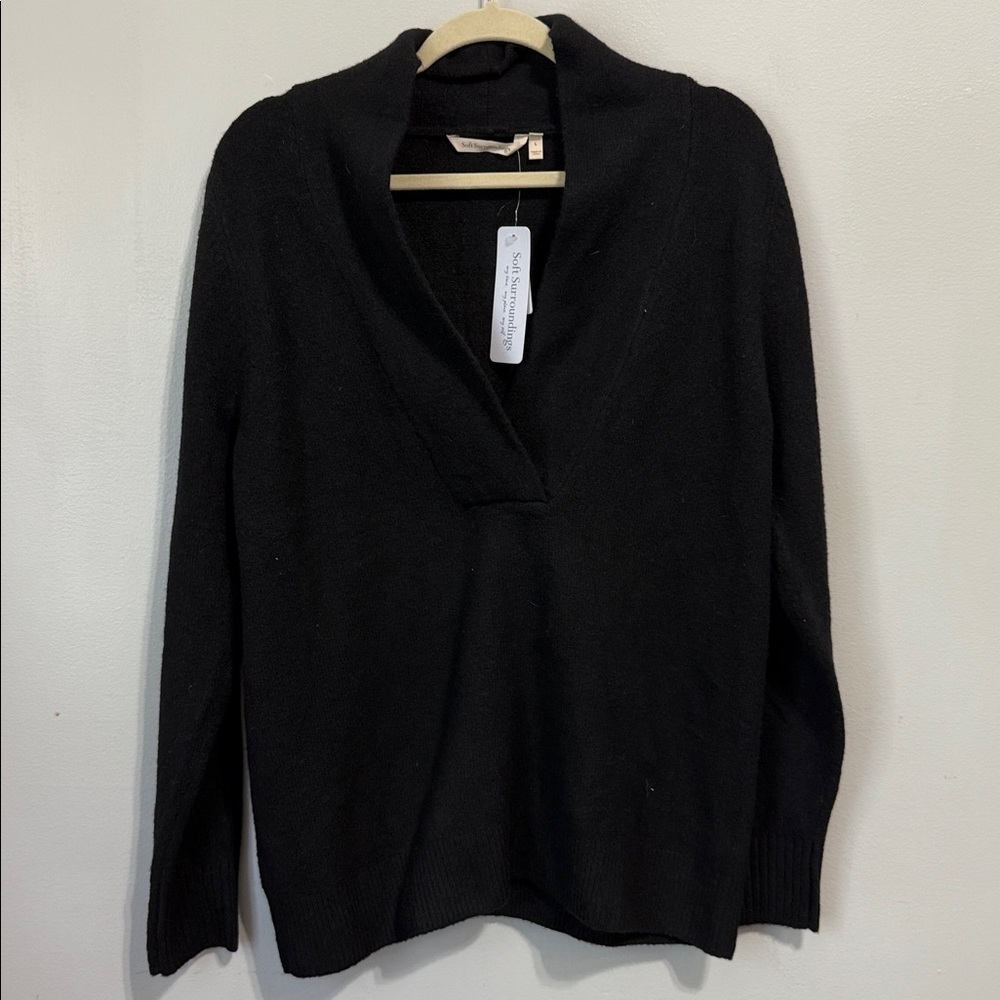 NWT Soft Surroundings Merra VNeck Sweater Black Size L